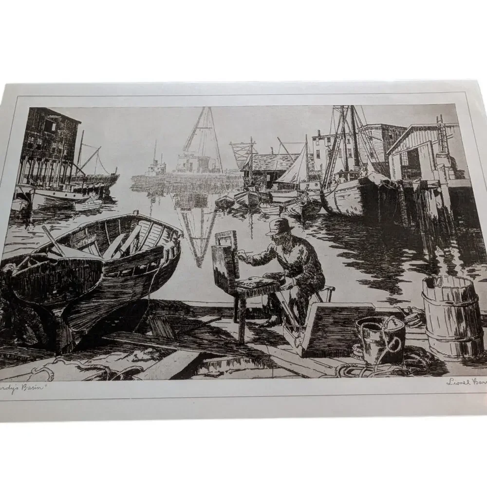 Vintage Lionel Barrymore Prestige Dinner Mats Set 4 Maritime Art Placemats